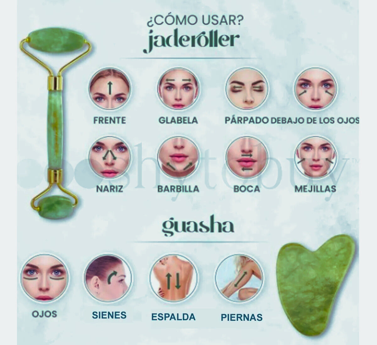 Jade Roller Masajeador facial y corporal para su rutina de cuidado de la piel