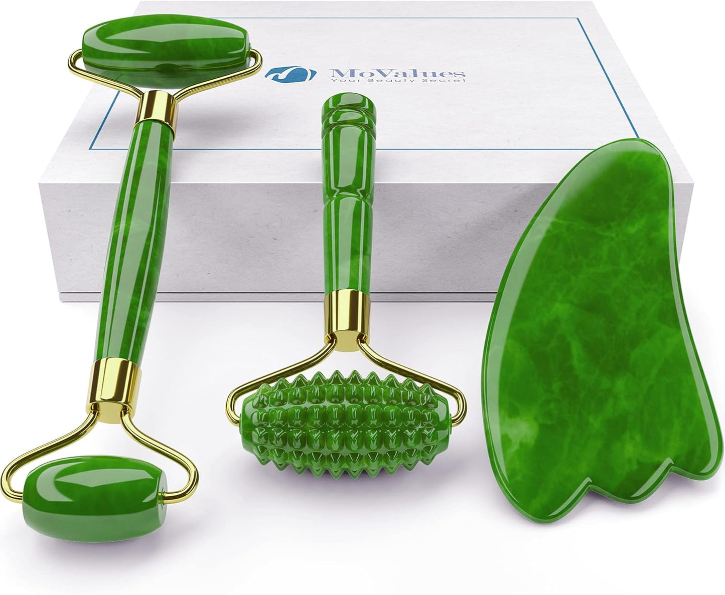 Jade Roller Masajeador facial y corporal para su rutina de cuidado de la piel