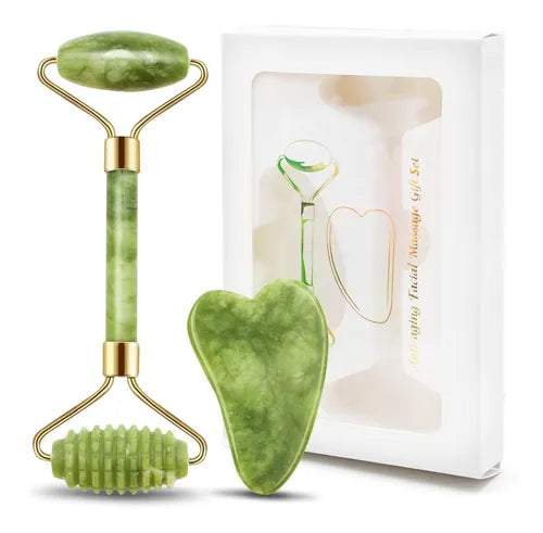 Jade Roller Masajeador facial y corporal para su rutina de cuidado de la piel