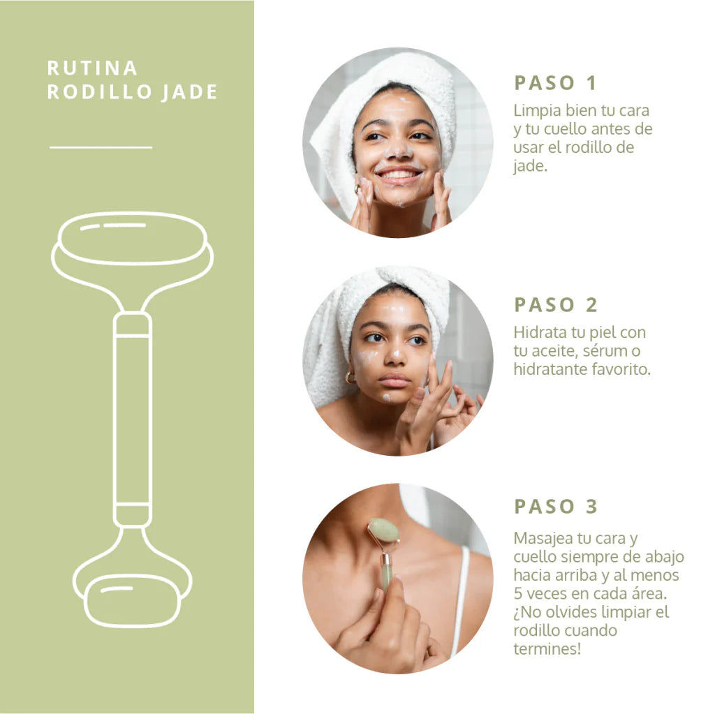 Jade Roller Masajeador facial y corporal para su rutina de cuidado de la piel